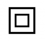 Dubbel kvadrat Symbol för dubbelisolerad armatur